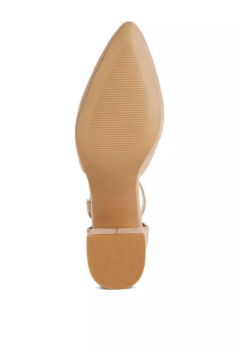 Mid Heeled Casual Sandals in Beige