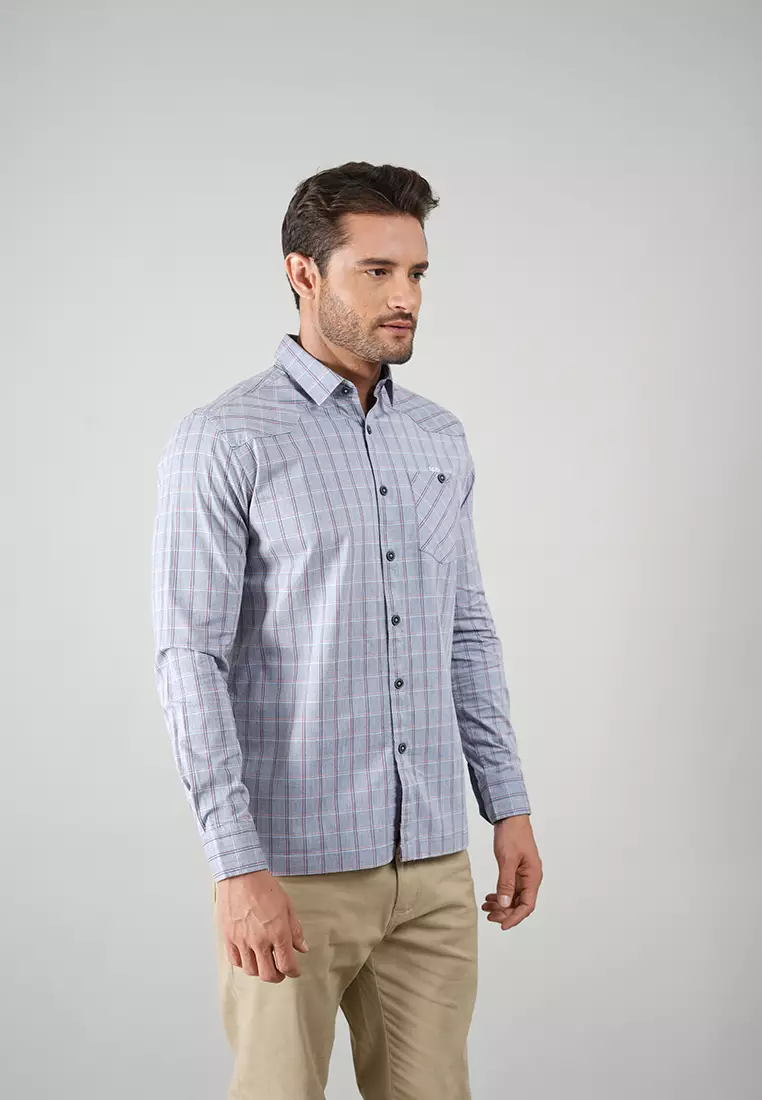 LGS - Regular Fit - Kemeja Casual - Biru - Motif - CSH.270.K003.002.C