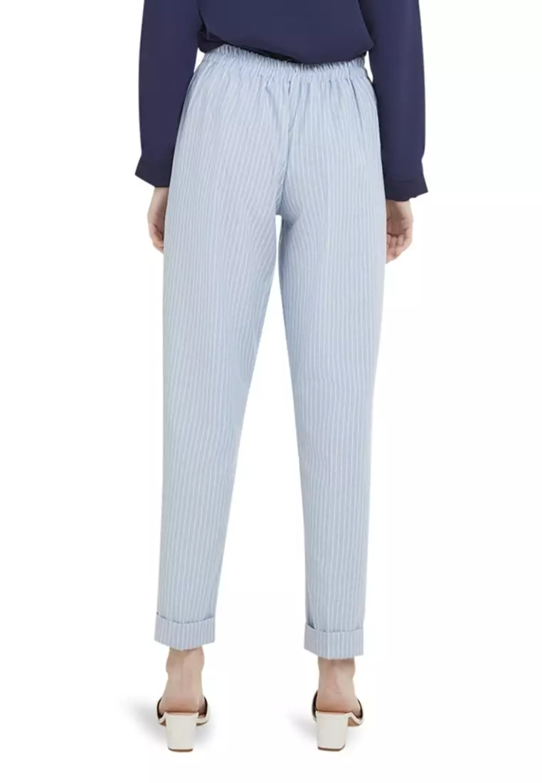 Lolita Long Pants Celana Panjang Bergaris Bawahan Wanita Premium Quality - Blue