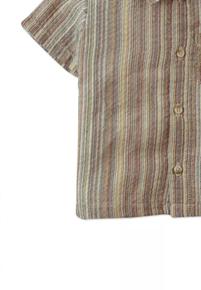 Baby Billy Cotton Linen Shirt With Microstripes