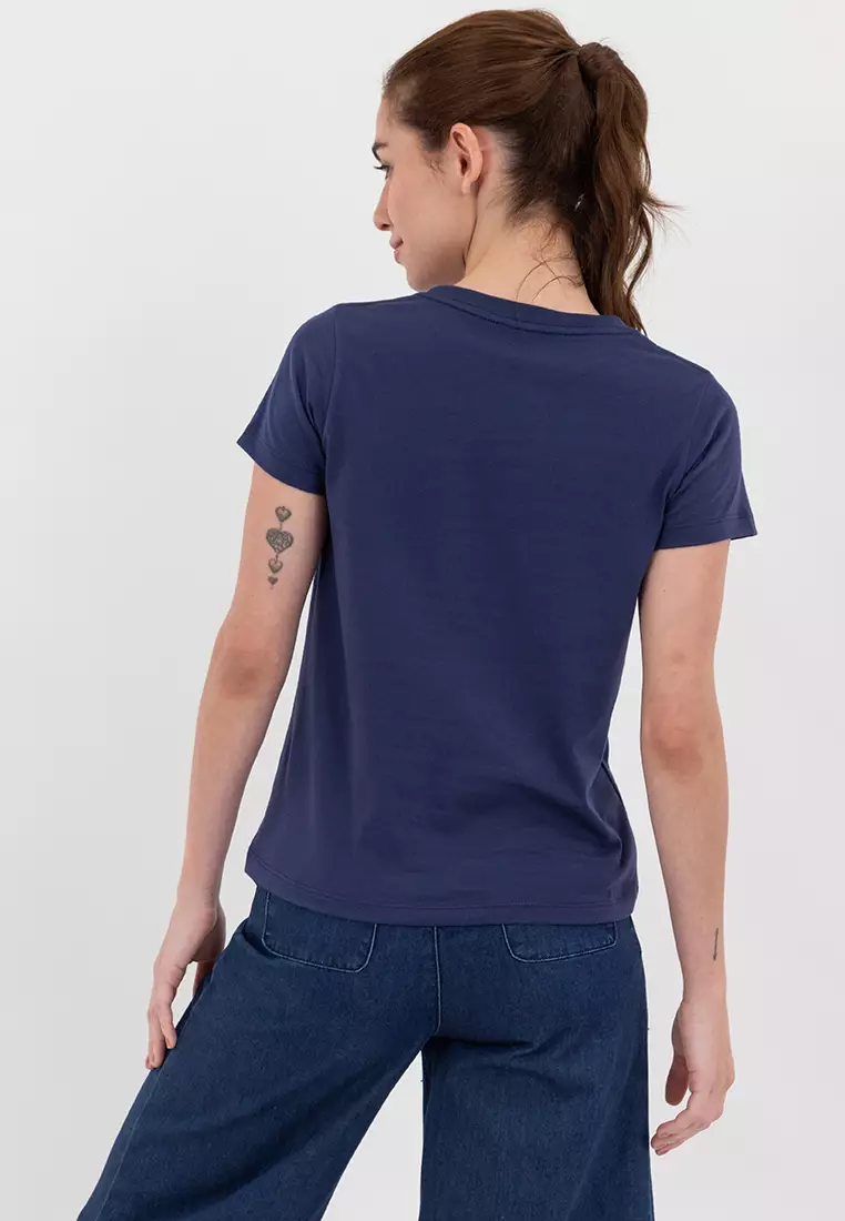 Ladies Graphic Logo Tee Naval Academy Blue