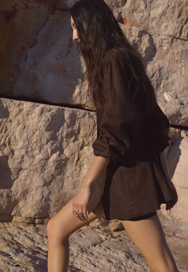 Linen-Blend Skort
