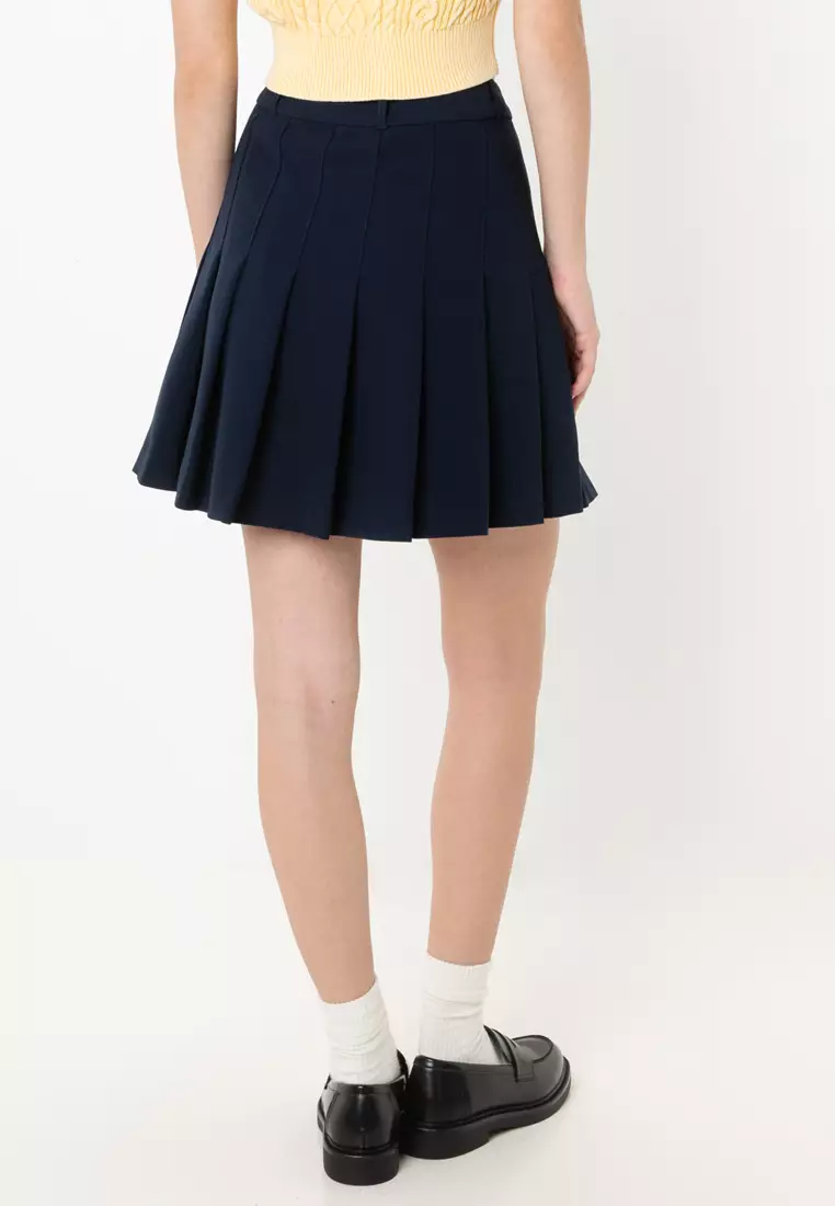 Gold Button Pleated Mini Skirt - Tommy Mainline