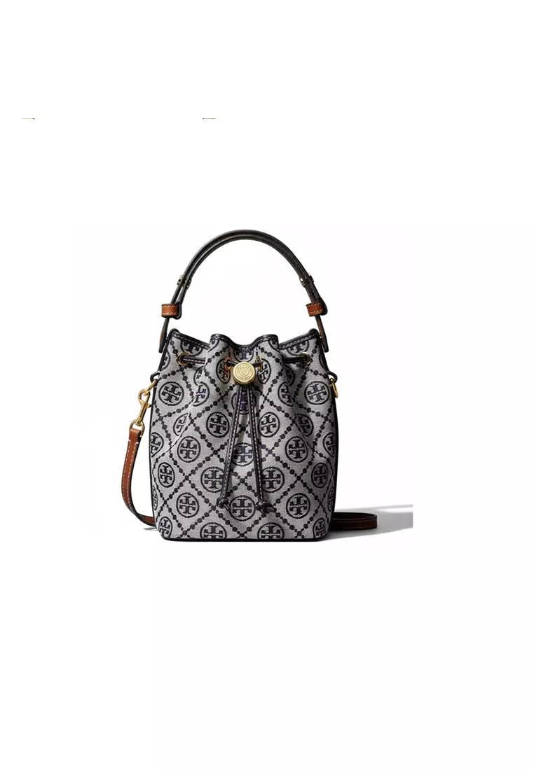 T Monogram 26 Women's Shoulder Bag in Navy Blue Splice Grey 181375
