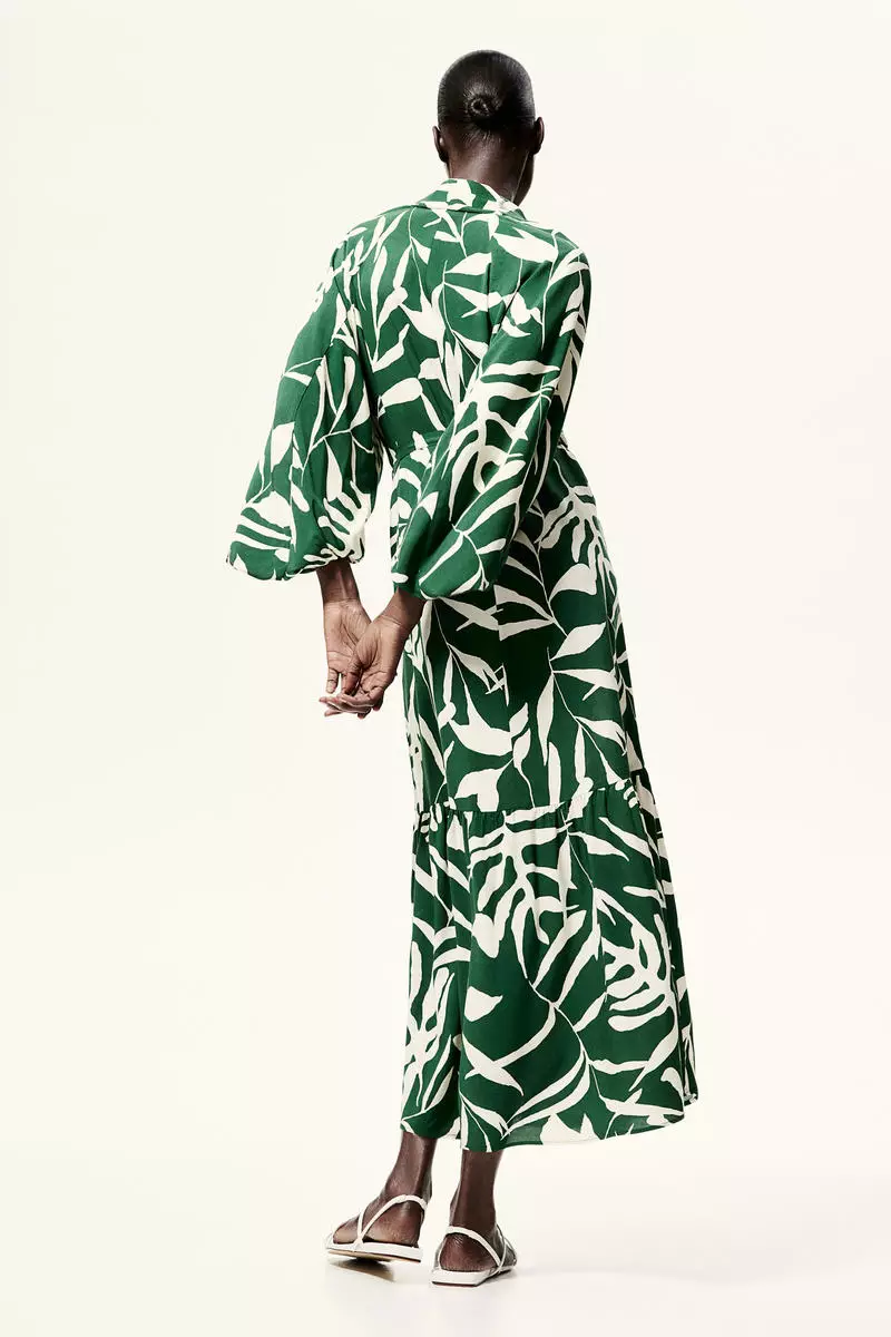 Balloon-sleeved maxi dress