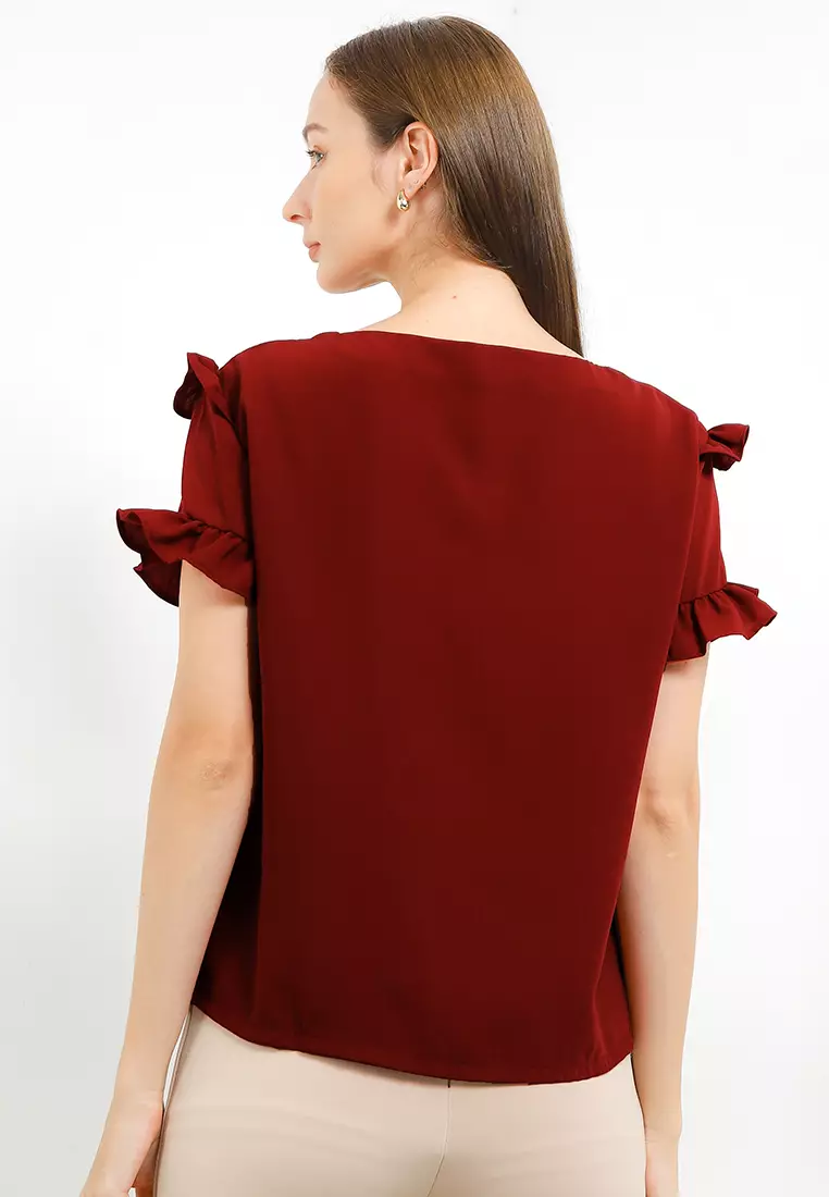 V-Neck Ruffle Blouse