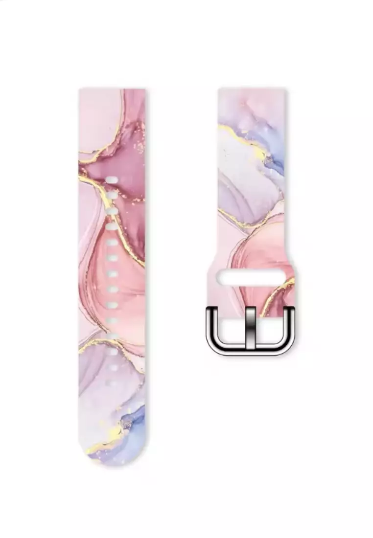 Zalora Special offer - IOS/Android Black SmartWatch with 2 Rubber Straps (Pink Marble/Grey)