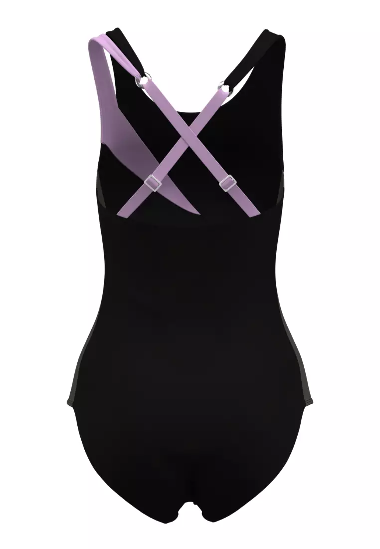 Sport Solid Purple Double Straps Onepiece