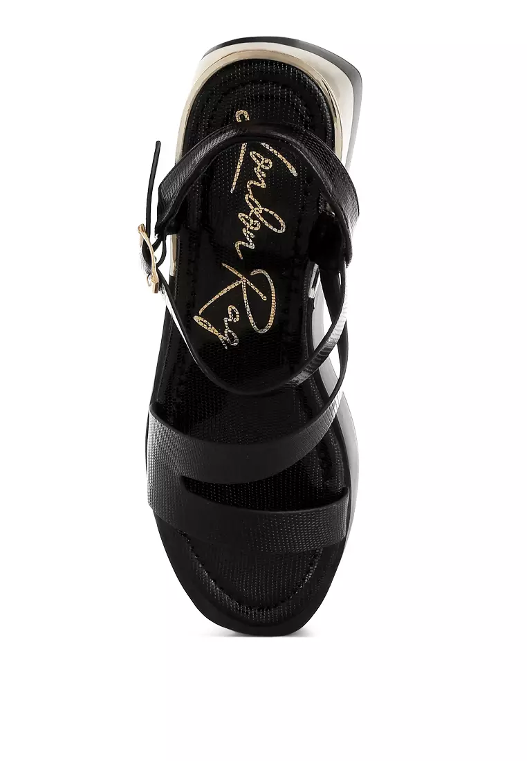 Chunky Flatform Sandals In Black