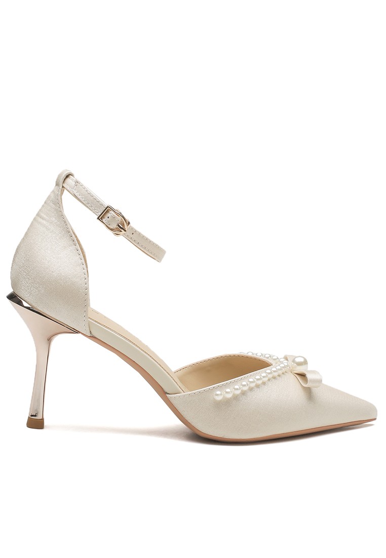 8CM Pearl Chain Ankle Strap High Heel IF82316