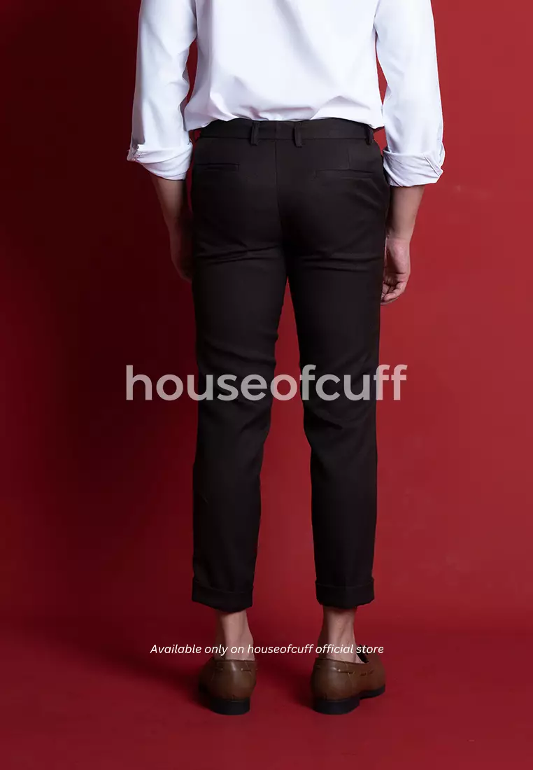 Houseofcuff Celana Ankle / Cropped Pants Slim fit Celana kerja bahan / Sirwal Coklat