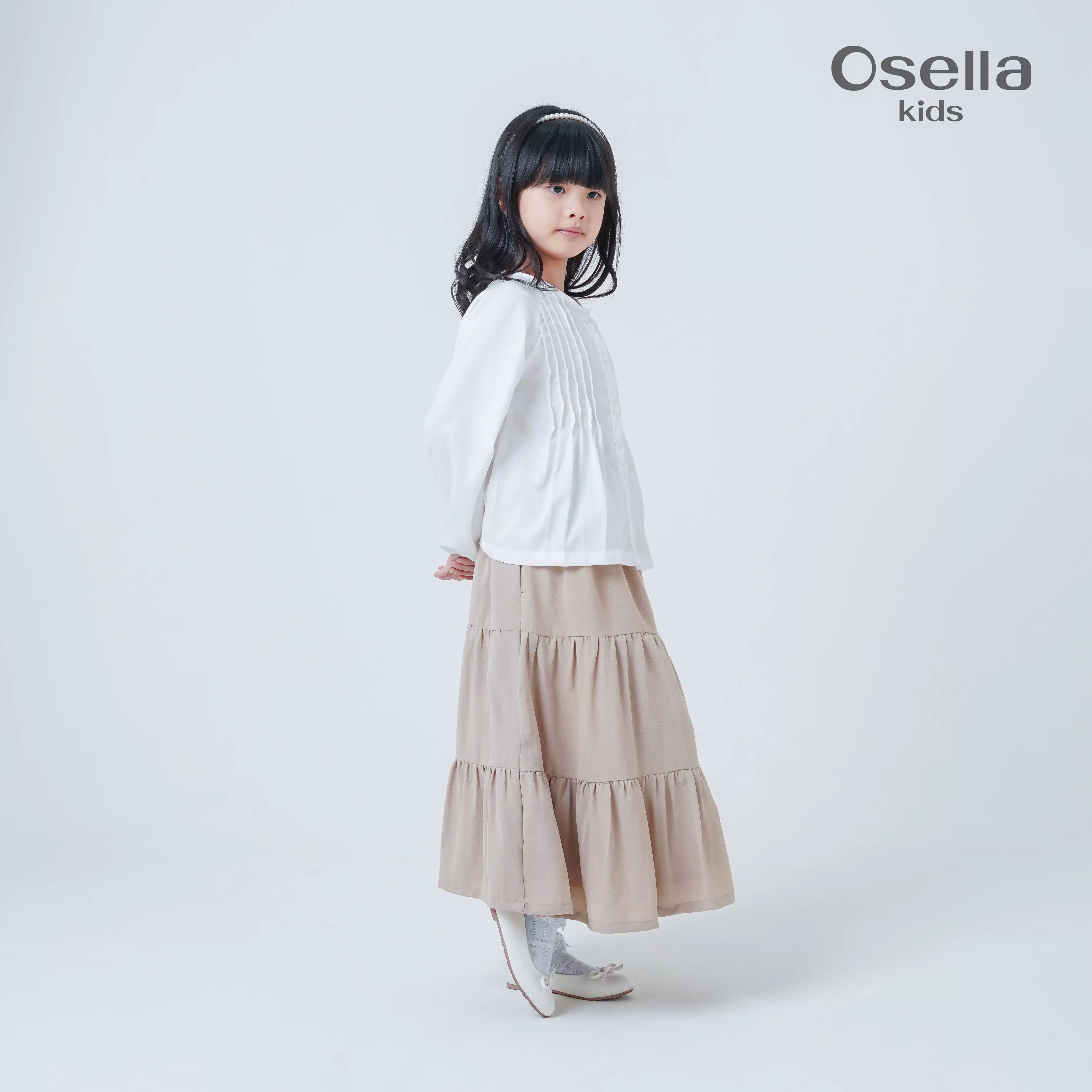 Osella Kids Pearl Pleated Blouse 2337660201 | Atasan Blouse Anak Perempuan