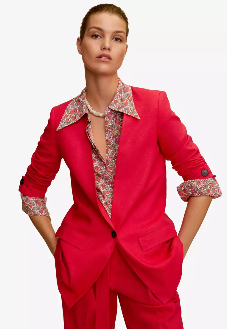 Mango structured clearance linen jacket