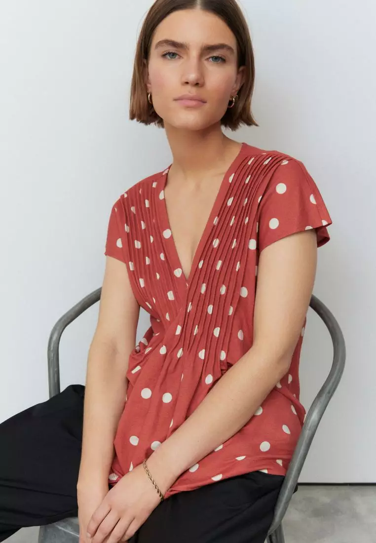 Pintuck V-Neck Top