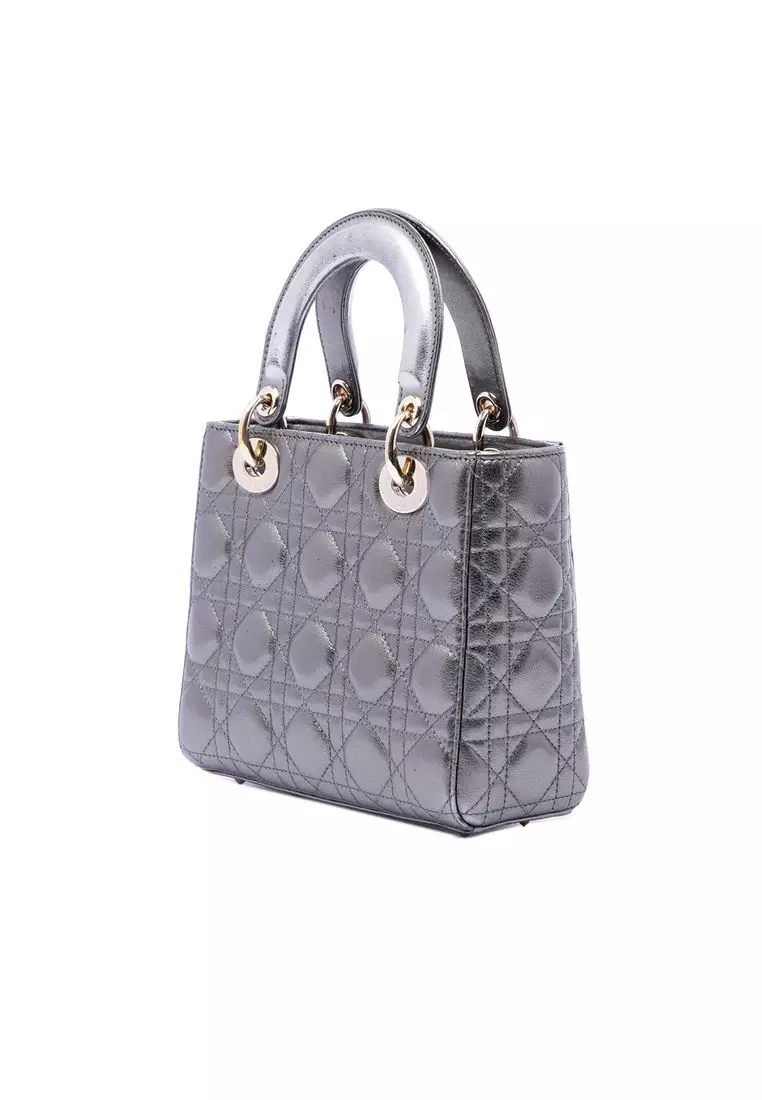 Pre-Loved Dior Small Metallic Lambskin Cannage My Abcdior Lady Dior