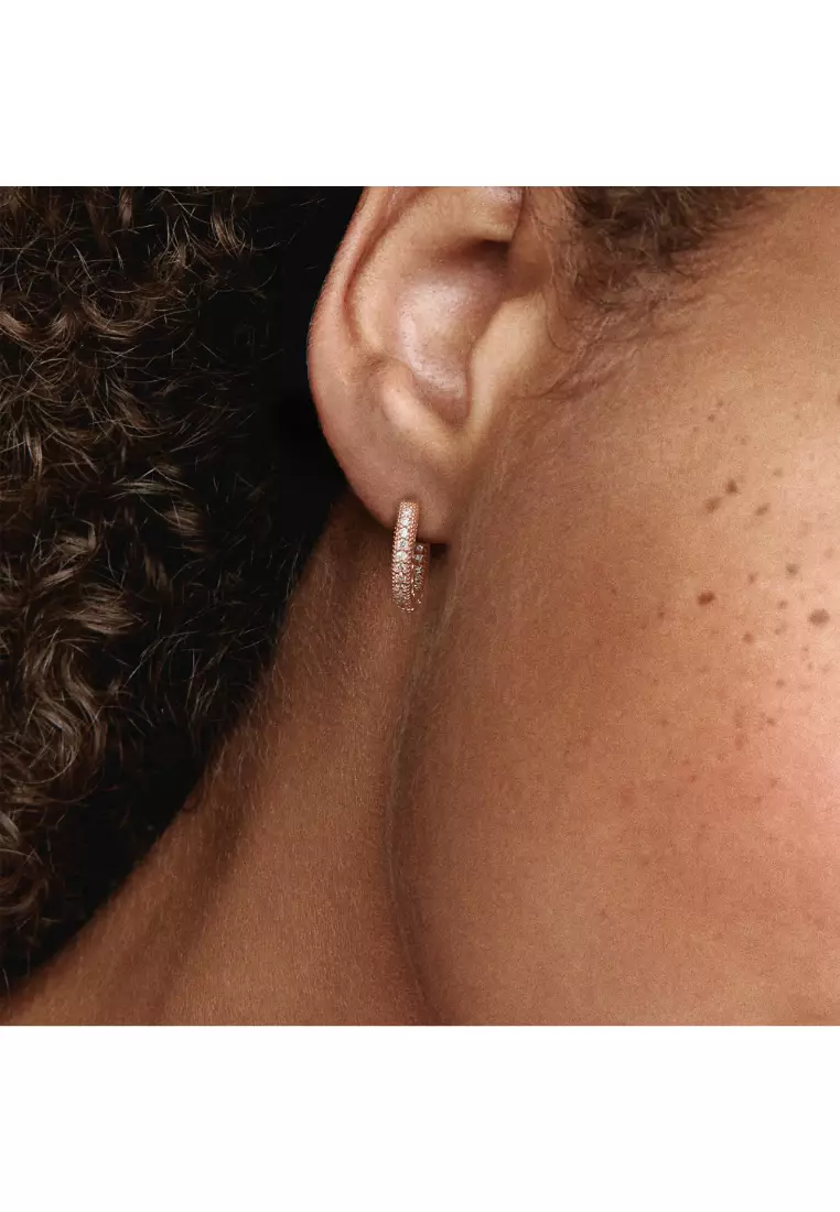 Pavé Heart Hoop Earrings