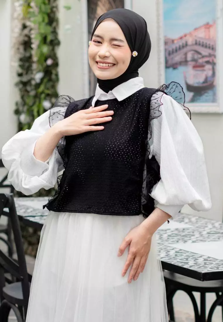 Vivy Vintage Vest - Black-Tile Black M18584 R21S3