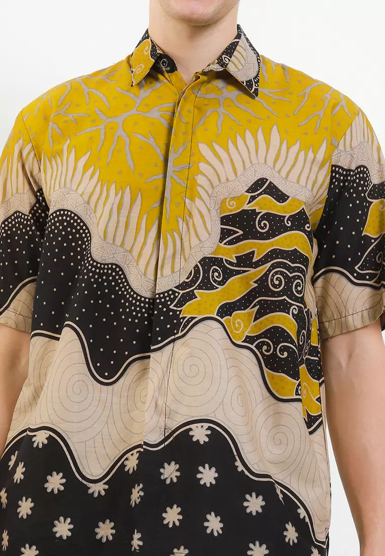 Hawaii Kemeja Batik Premium Pria Casual Modern Lengan Pendek