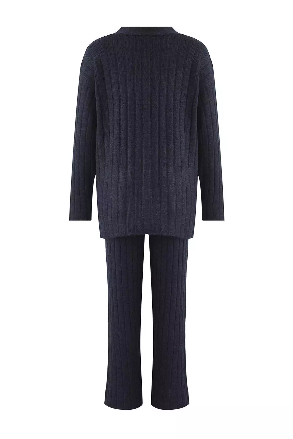 Navy Blue Wide Fit Soft Textured Knitwear Bottom - Top Set Twoaw22Au0128