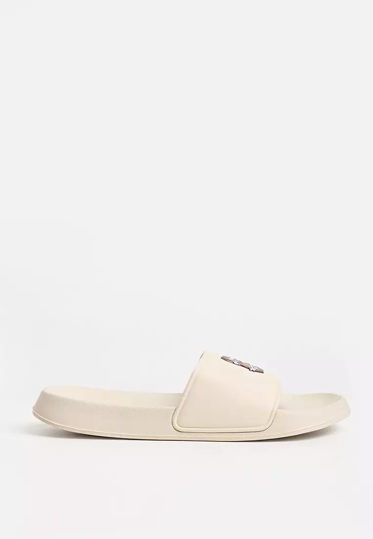 Men's PU One Band Slides with Printed Patch