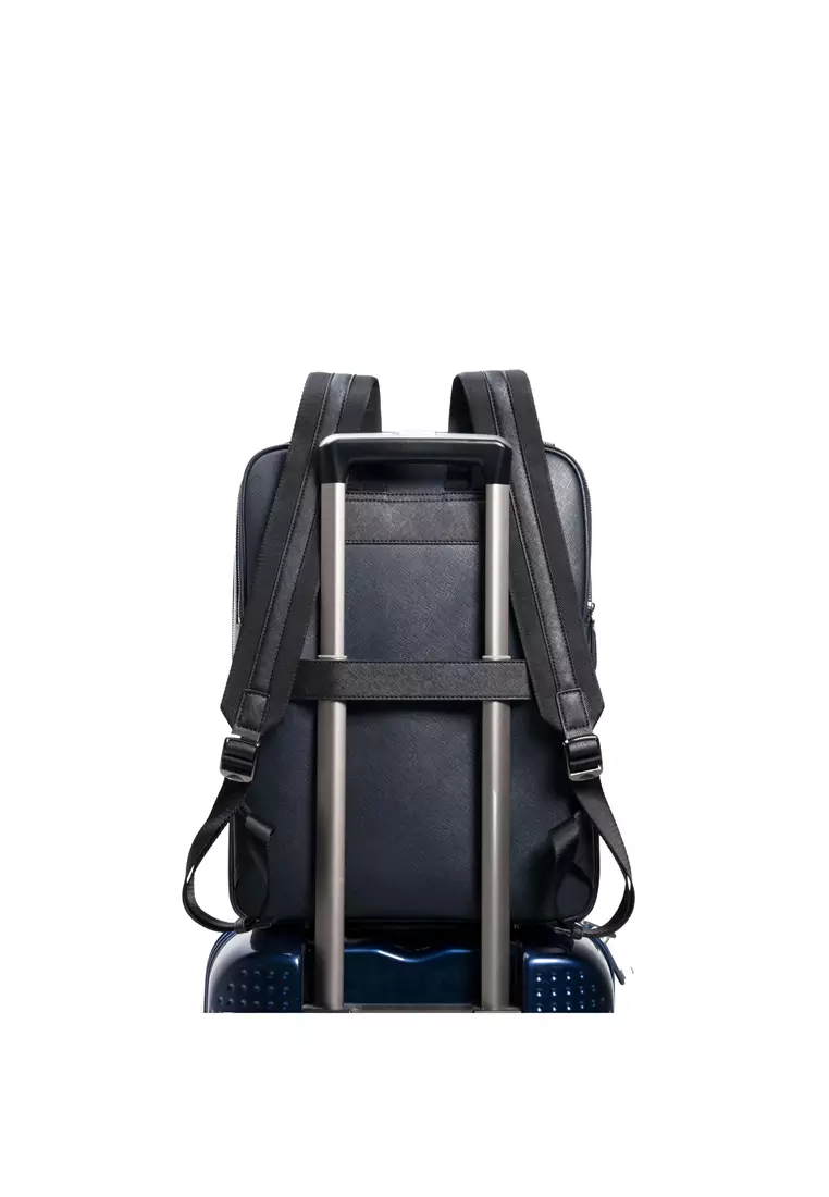 Earthen Recycled Leather Backpack - Navy