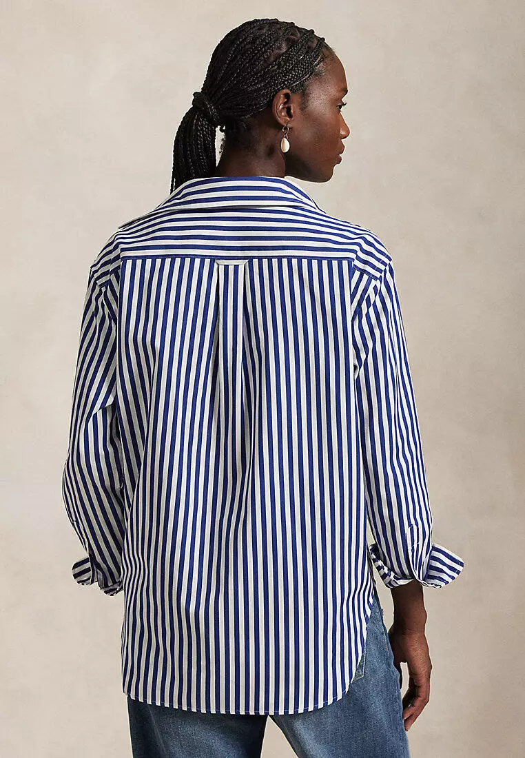 Oversize Fit Striped Cotton Shirt