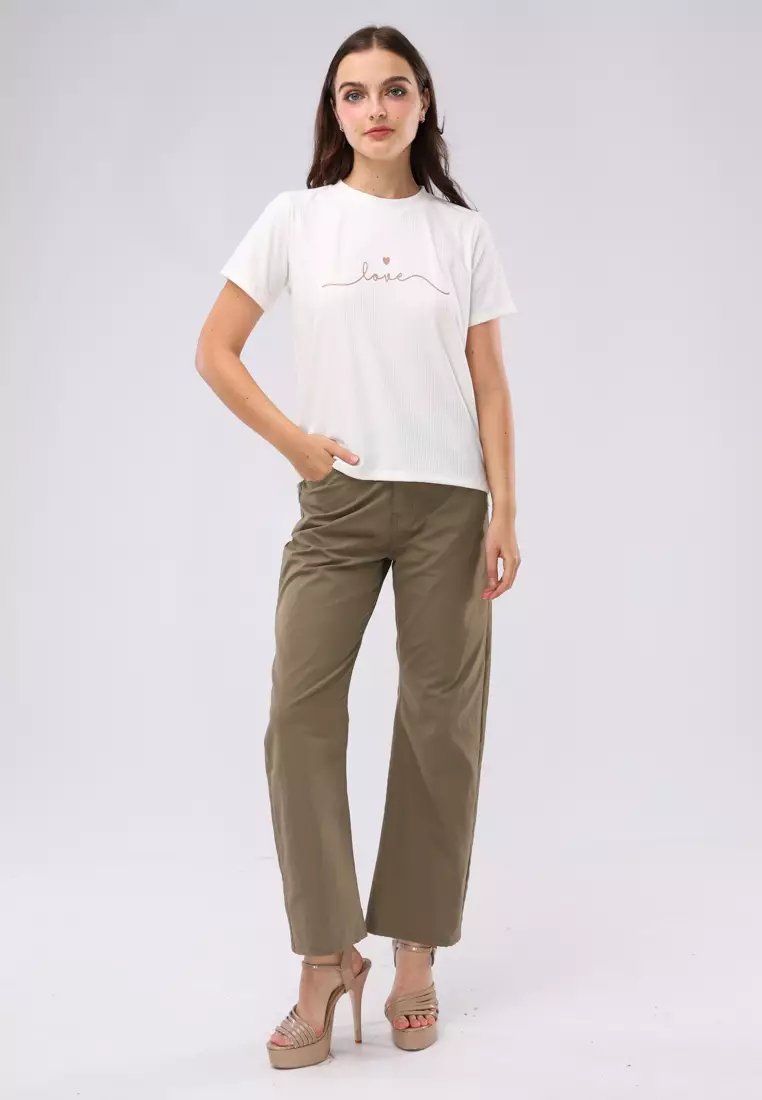 Special Ribbing Plain Knits Short Sleeves Blouse