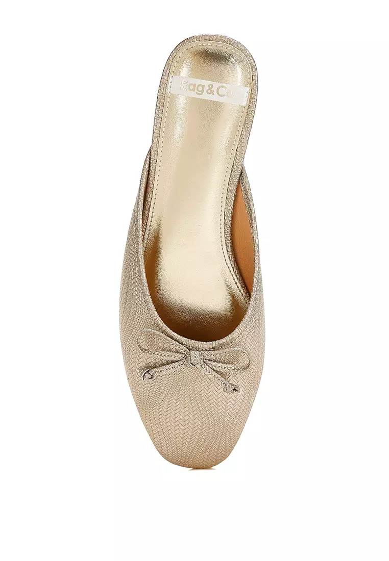 Party Bow Slip-On Mules in Gold
