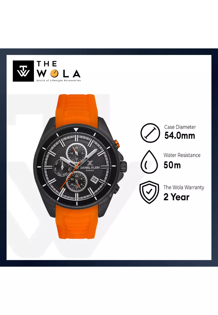 Daniel Klein Exclusive Men s Chronograph Watch DK.1.13551 5 Orange with Silicone Strap Watch for Men