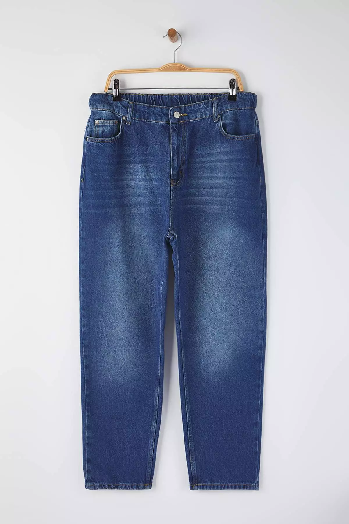 Dark Blue Blue High Waist Mom Fit Jeans