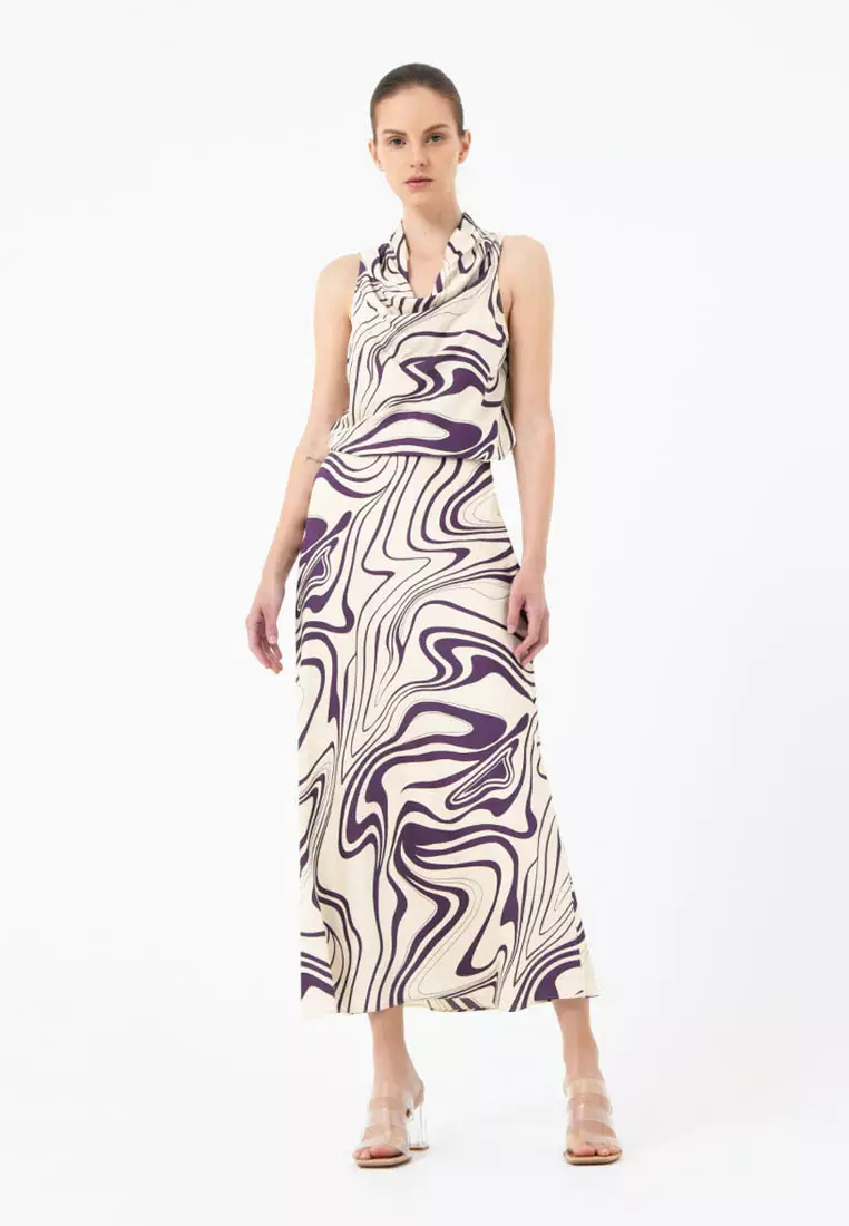 Gaia Printed Satin Skirt