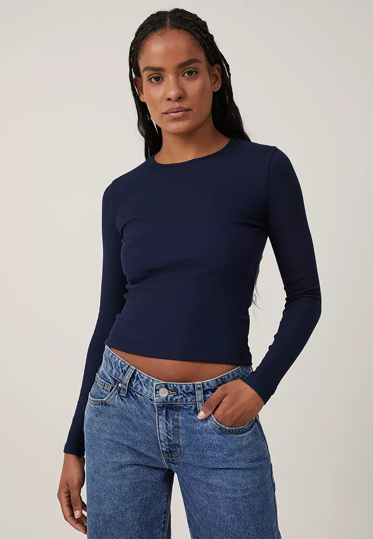 The One Organic Rib Crew Long Sleeve Top