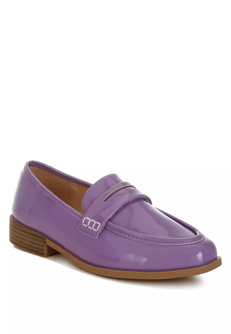 Sepatu Detail Tali Penny dalam Warna Lilac