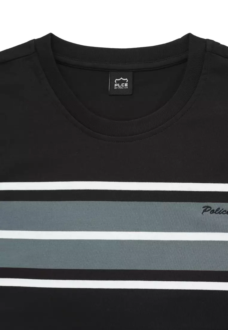 POLICE T-Shirt Salur Bordir Cotton Premium Tebal Pria 53001