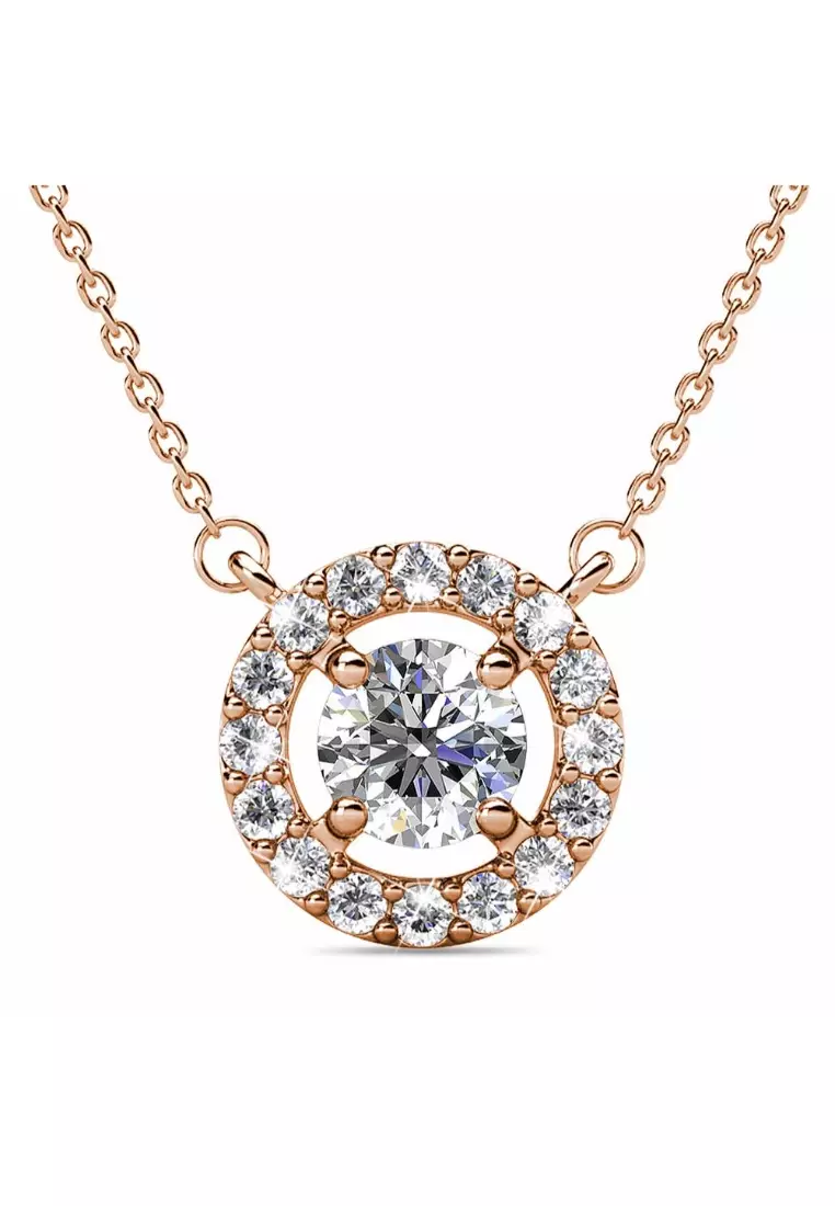 Gold necklace clearance with crystal pendant