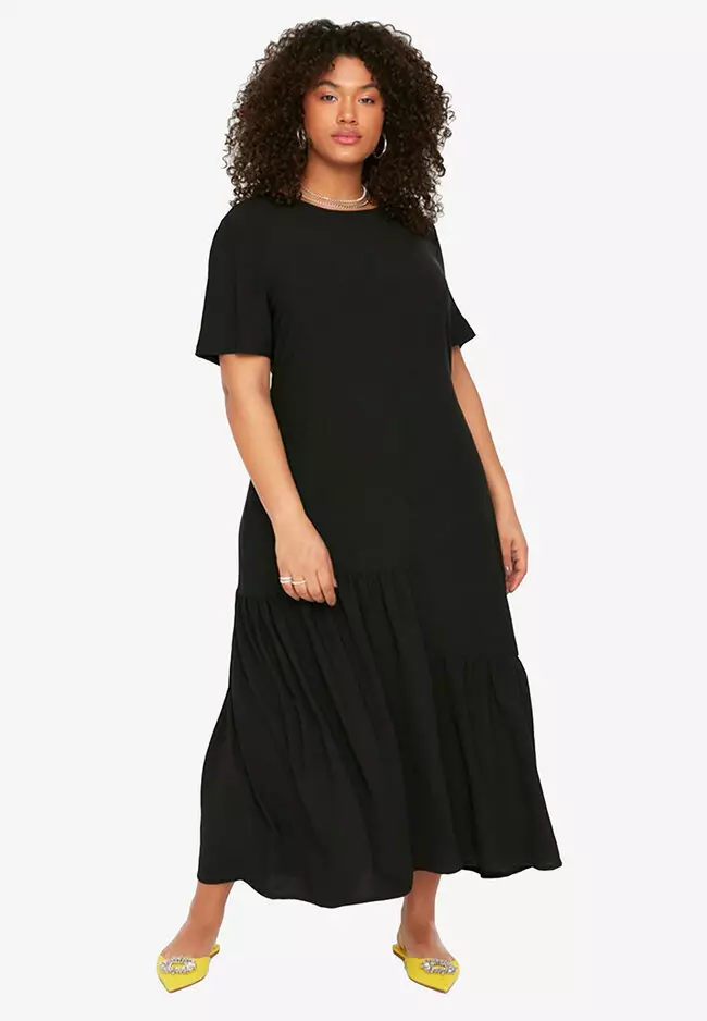 Trendyol Plus Size Round Neck Maxi Dress 2024 Buy Trendyol