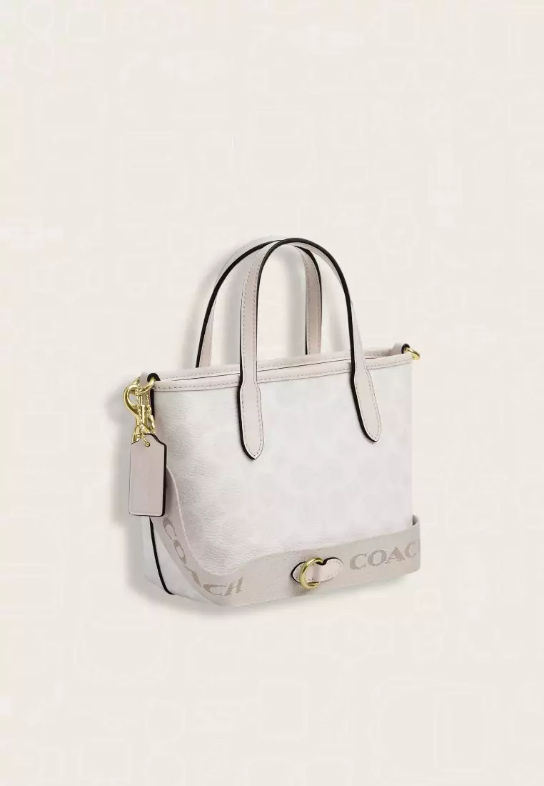 Coach City Mini Tote Bag In Signature Canvas White Chalk