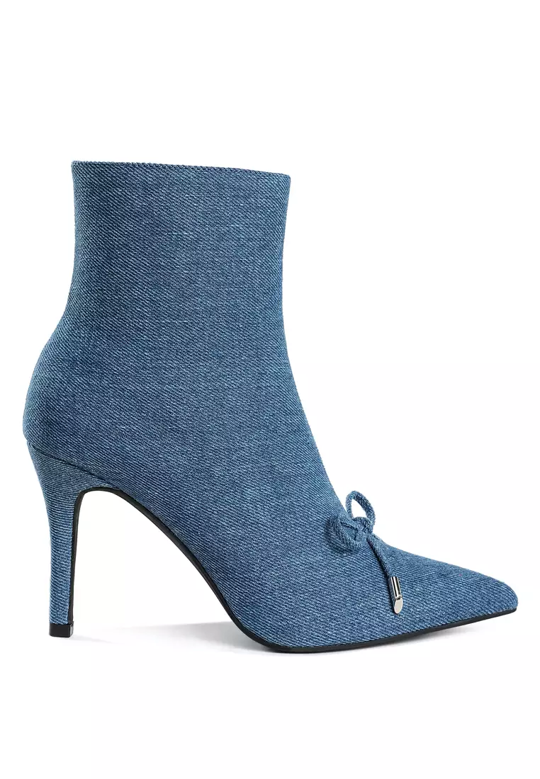 Discount on Rag & CO.  shoes - SKU: Bow Detail Denim Ankle Boots in Denim