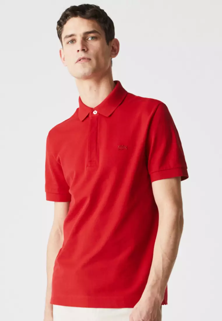 Men's lacoste paris polo shirt 2024 regular fit stretch cotton piqué