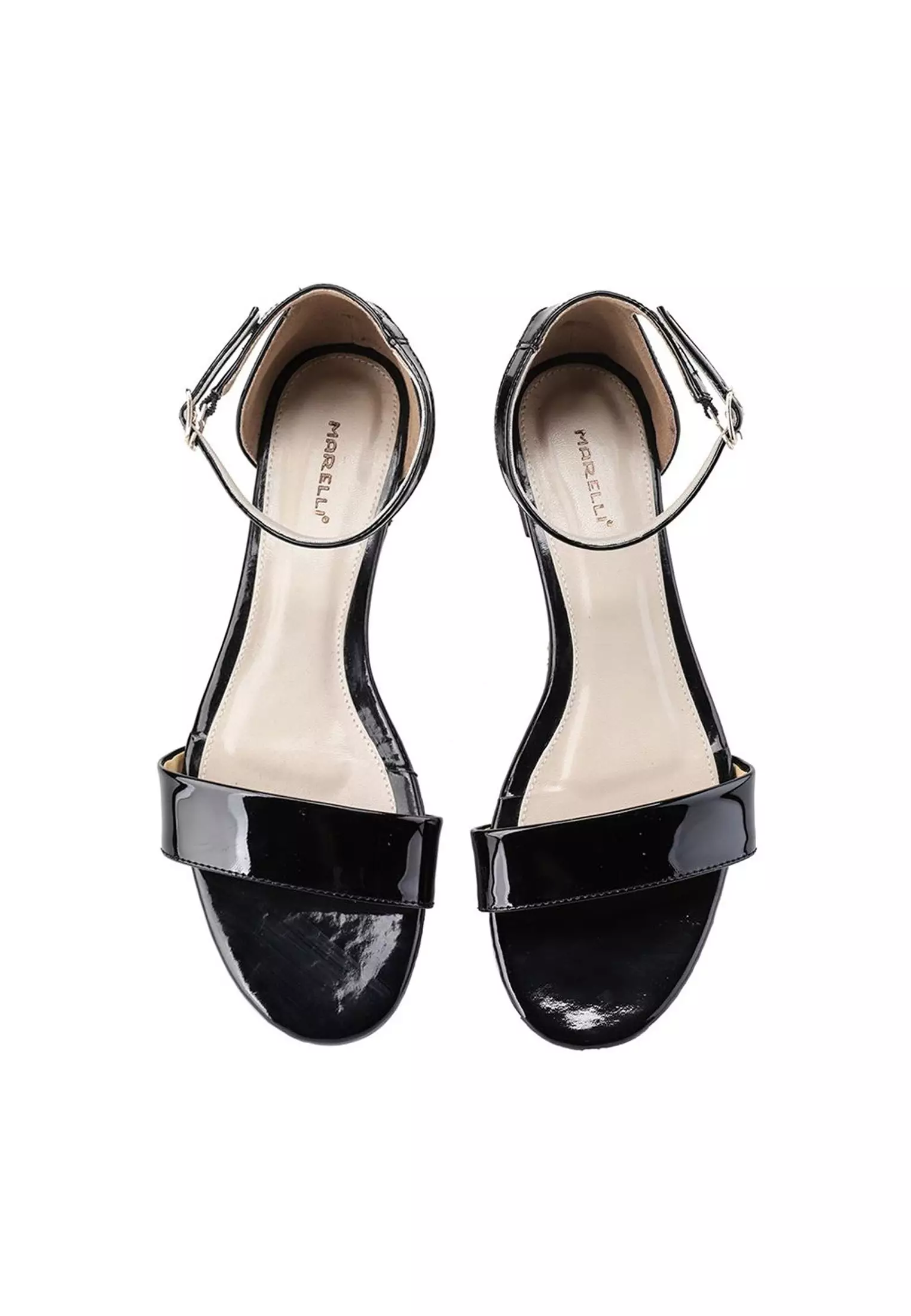 Miya Sandal wanita Flat Slip On - Black patent