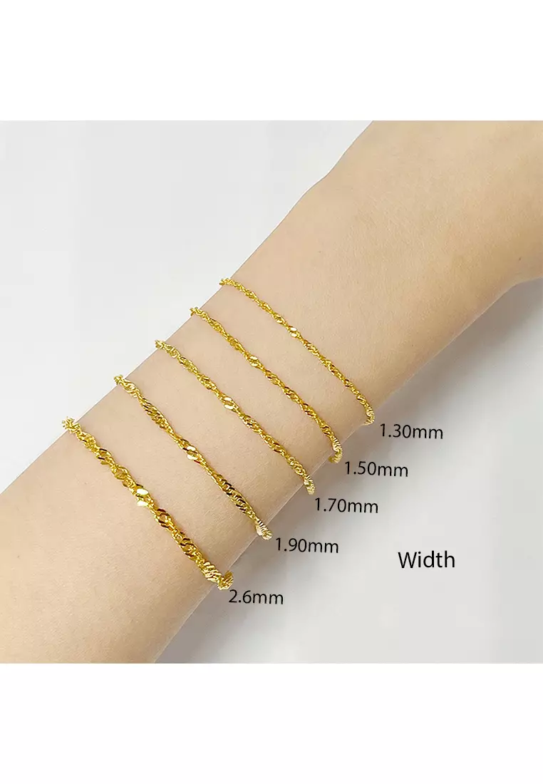 375/9K Gold Wave Chain Bracelet T001 (1.30MM)