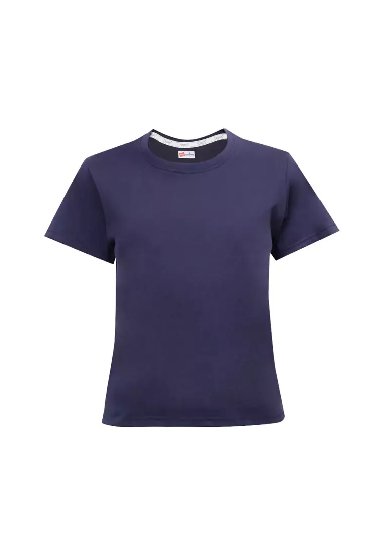 Ladies Navy Blue Round Neck T-Shirt