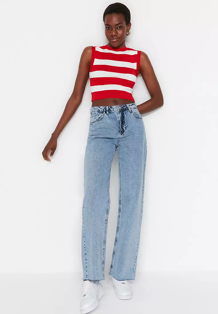 Crop Striped Knit Top