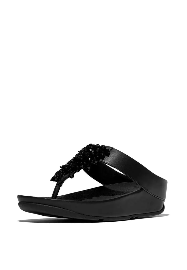 FitFlop RUMBA Beaded Toe-Post Sandals - All Black (B5R-090)