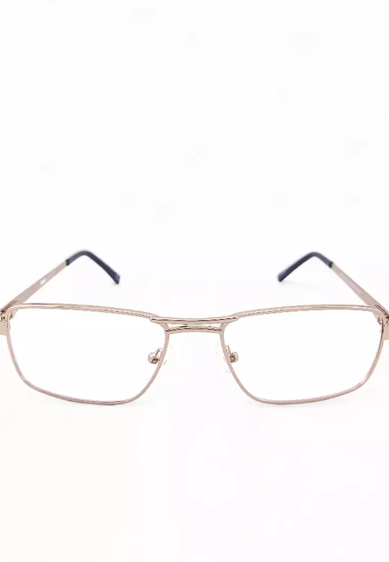OPH Men's Rectangle Frame Silver Metal Optical Frame with Demo Lens OPHSC1021212