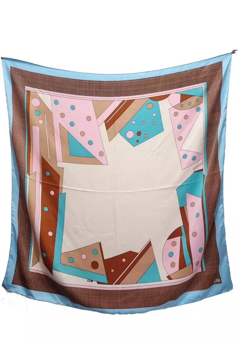 Zaira Hijab Segi Empat Kerudung Silky Satin Square Scarf Blue