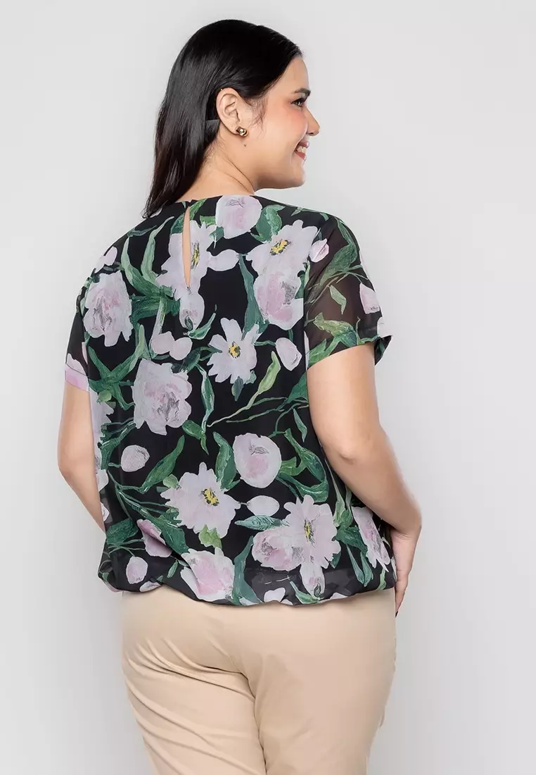 Milly Plus Size Laurence Blouse in Floral  Print