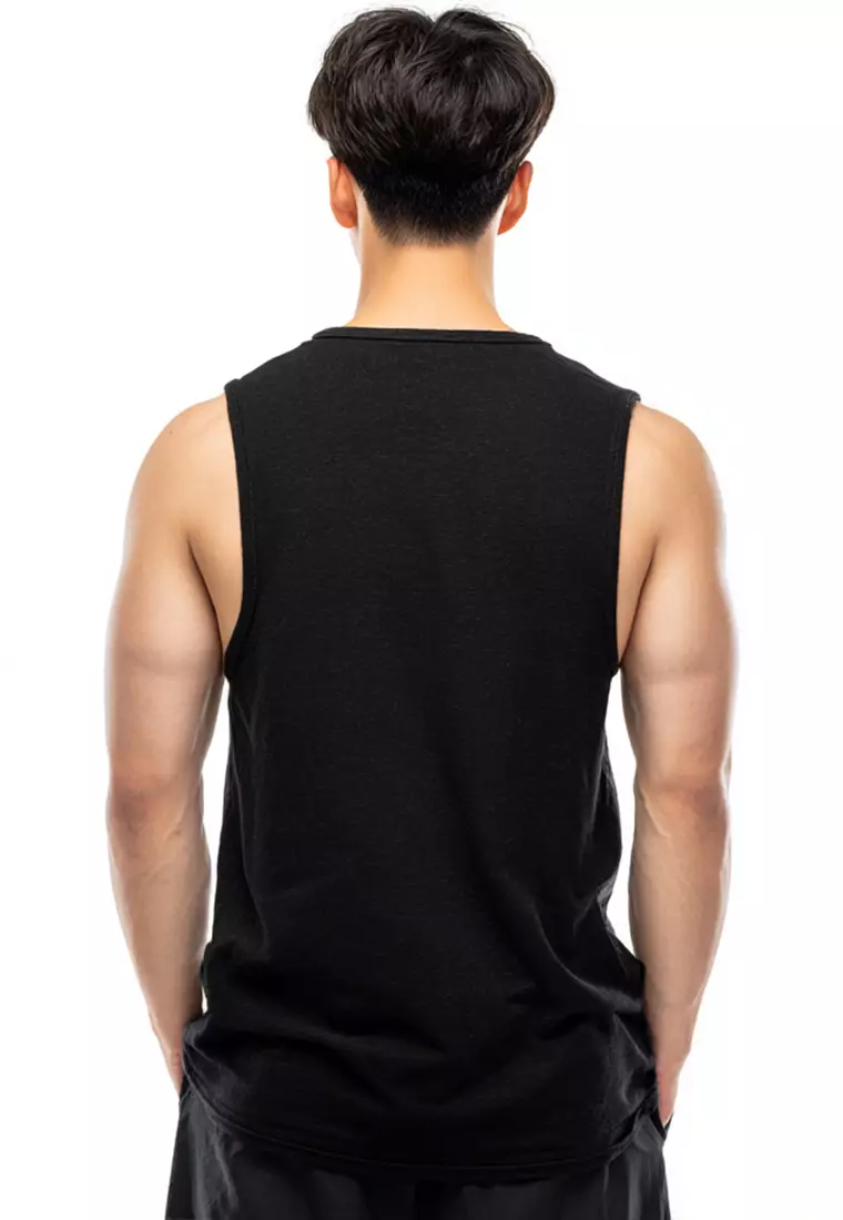 MTW79 Kaos Kutung Tank Top Instacool "never give up" hitam