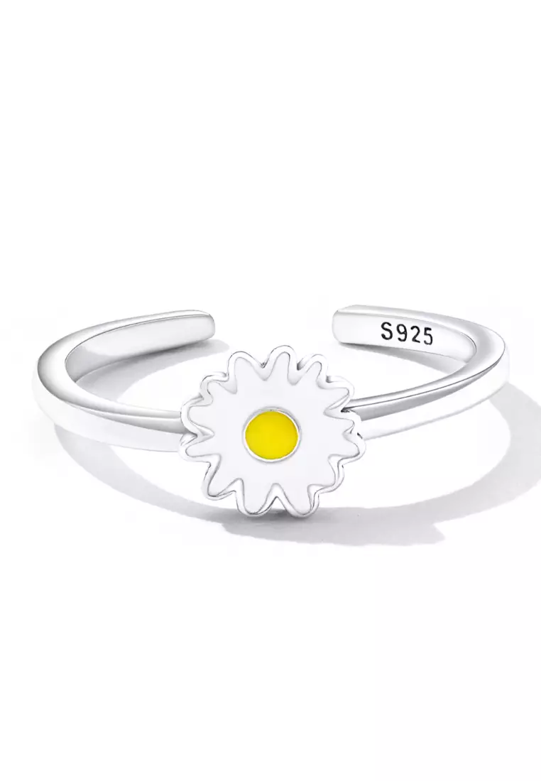 Solid 925 Sterling Silver Sunny-Side Up Daisy ring