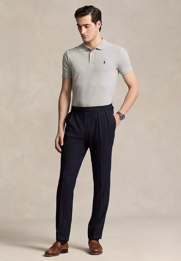 Custom Slim Fit Stretch Mesh Short Sleeve Polo Shirt